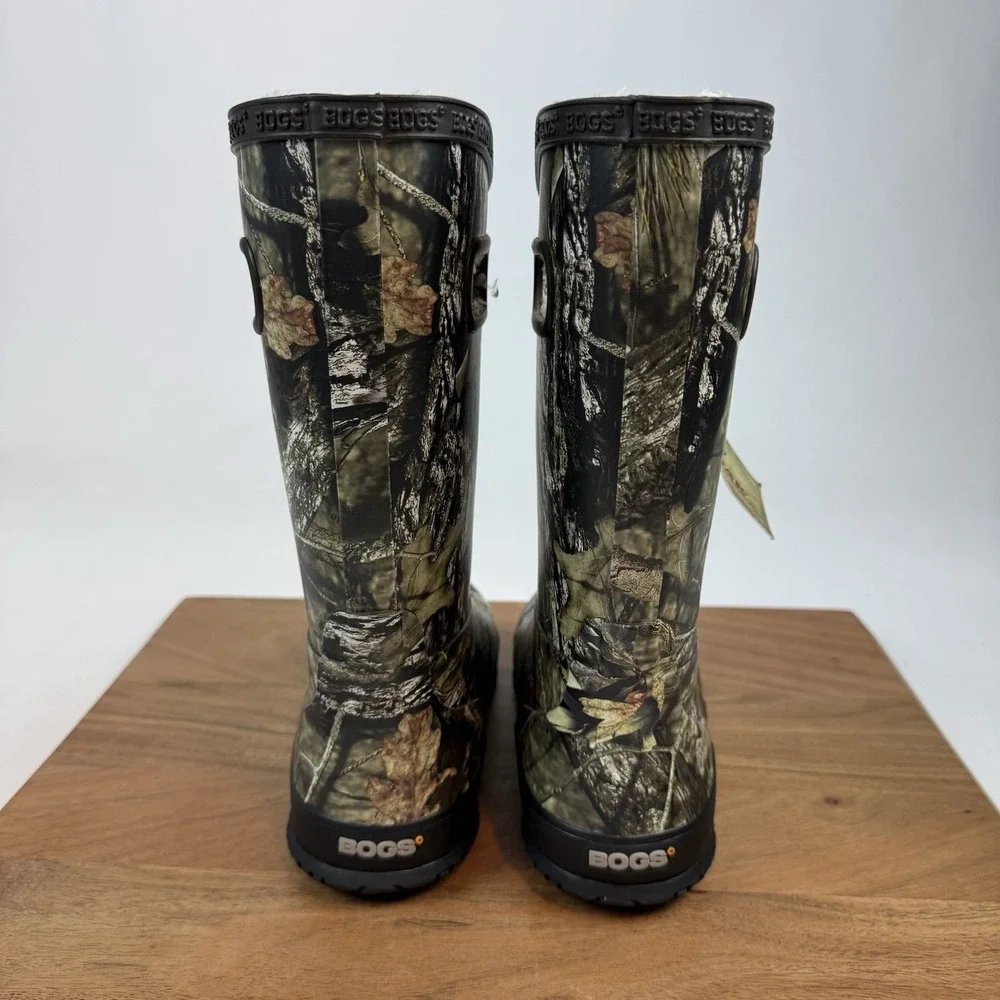 New NIB Big Kids Childrens Bogs Rainboot Plush Mossy Oak Waterproof Boots Sz 4 Y